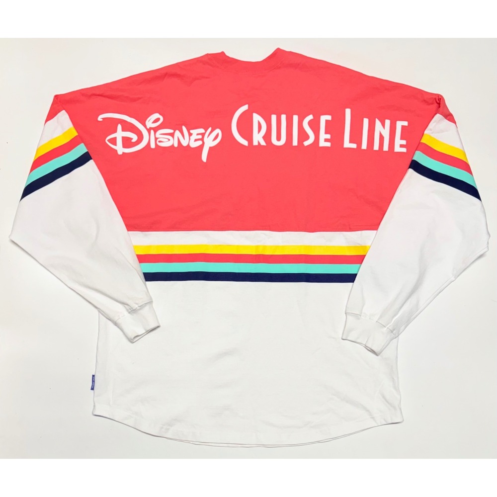 Disney Cruise Line Spirit Jersey XL Coral Pink White Nautical Long Sleeve Shirt
